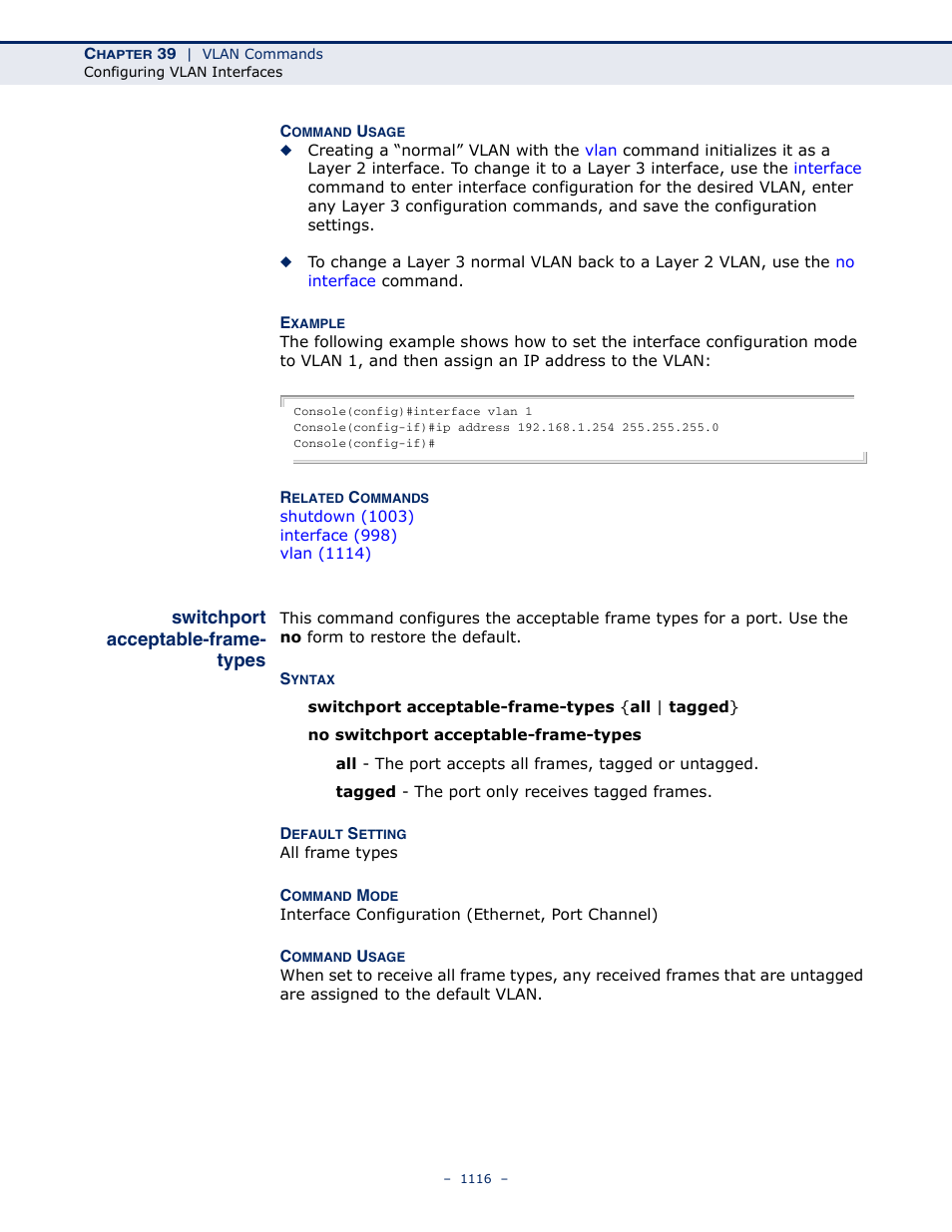 Switchport acceptable-frame- types, Switchport acceptable-frame-types, Switchport acceptable | Frame-types | LevelOne GTL-2691 User Manual | Page 1116 / 1644