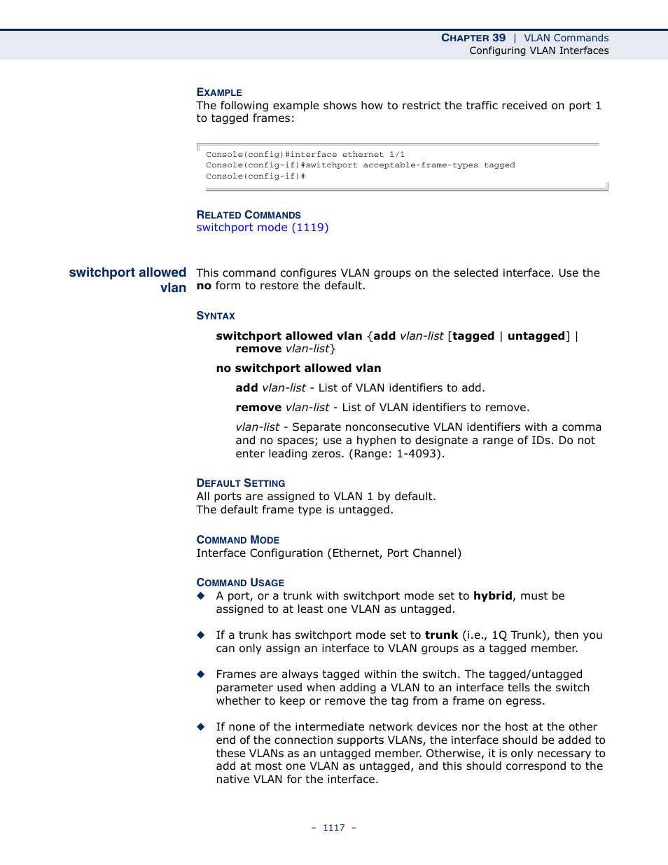 Switchport allowed vlan | LevelOne GTL-2691 User Manual | Page 1117 / 1644