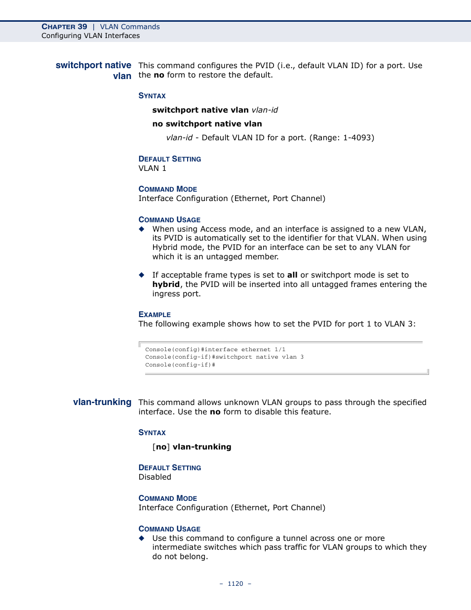 Switchport native vlan, Vlan-trunking, Vlan-trunking 1120 | Vlan, Trunking | LevelOne GTL-2691 User Manual | Page 1120 / 1644