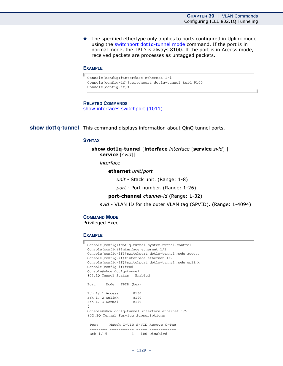Show dot1q-tunnel | LevelOne GTL-2691 User Manual | Page 1129 / 1644