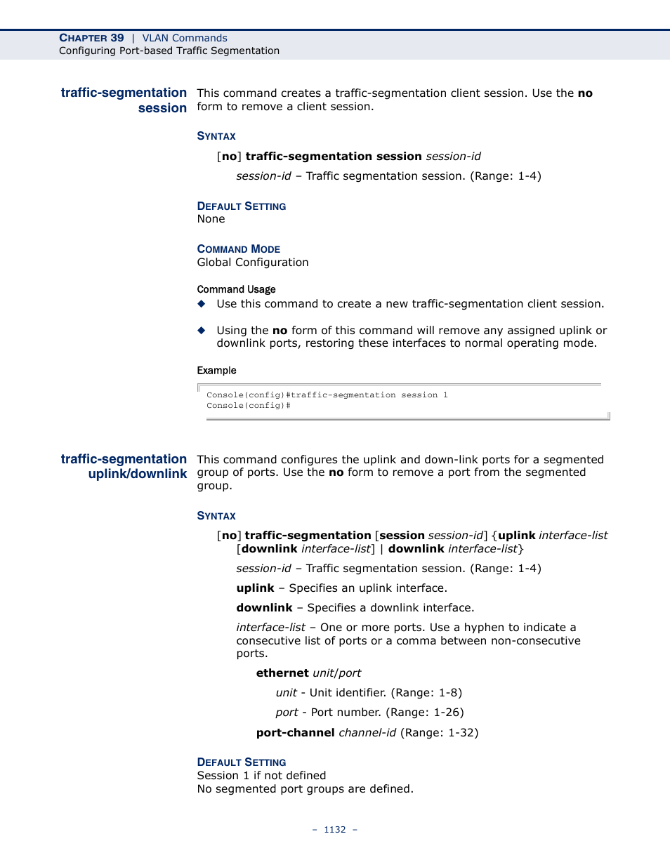 Traffic-segmentation session, Traffic-segmentation uplink/downlink, Traffic-segmentation uplink | Downlink | LevelOne GTL-2691 User Manual | Page 1132 / 1644