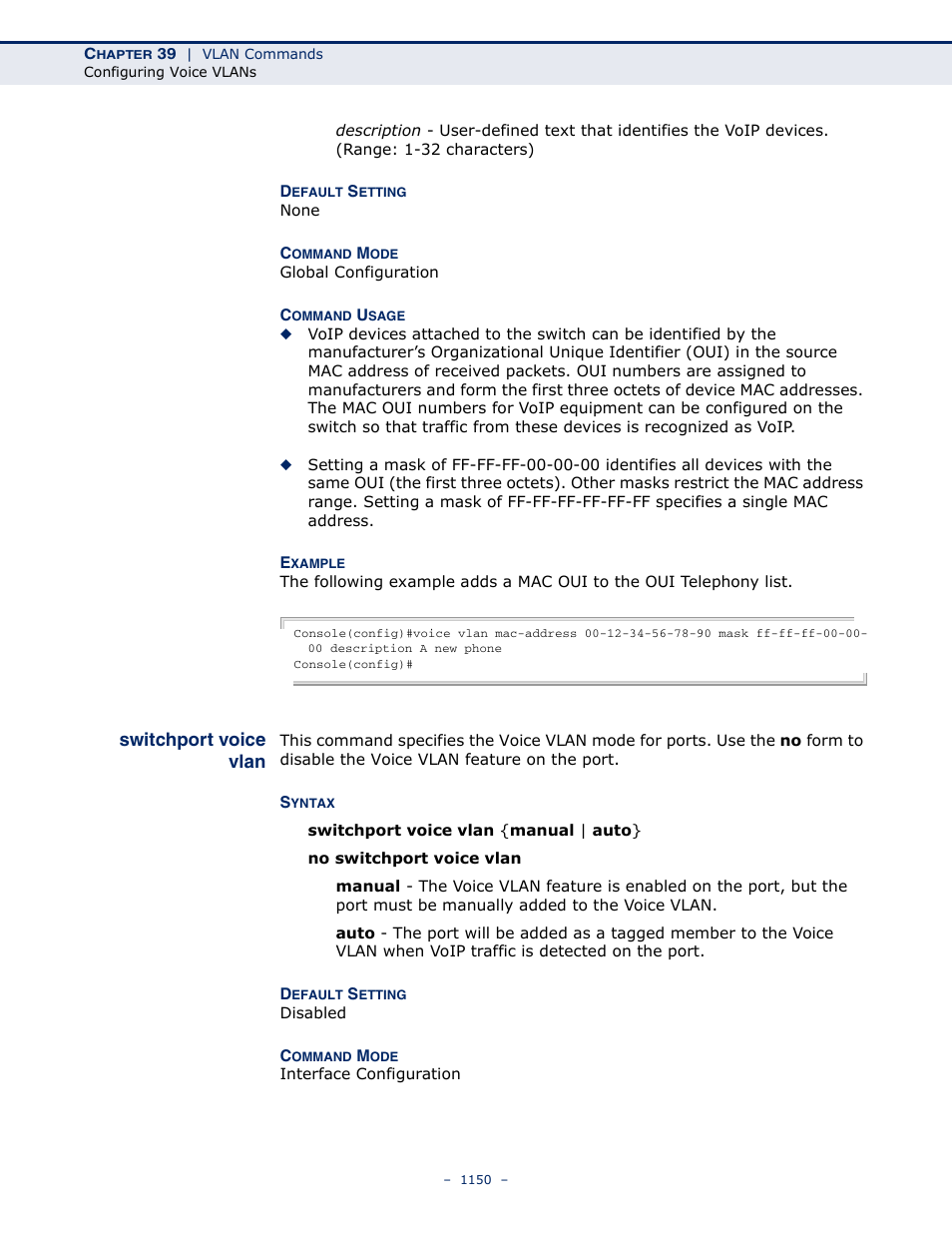 Switchport voice vlan | LevelOne GTL-2691 User Manual | Page 1150 / 1644