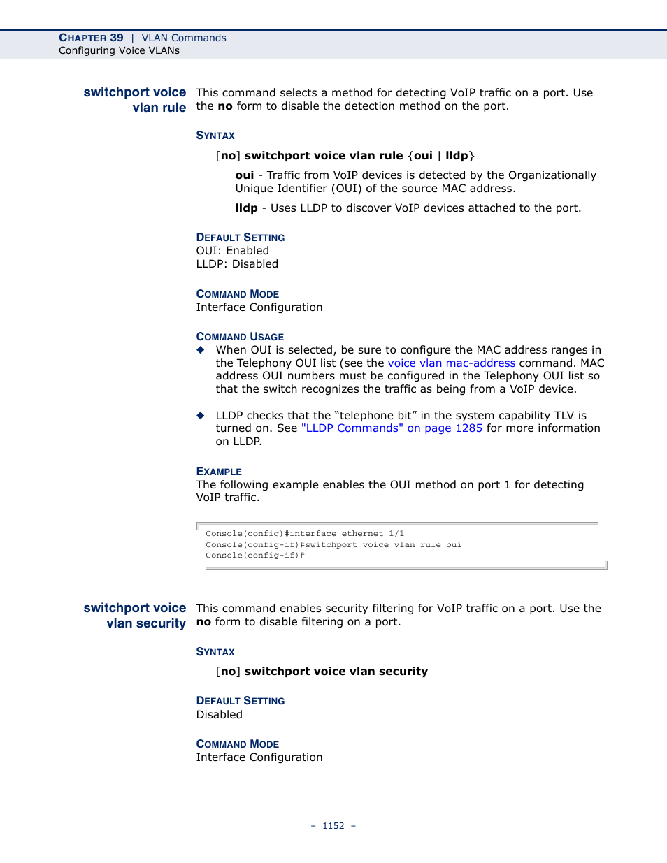 Switchport voice vlan rule, Switchport voice vlan security, Switchport voice vlan | Security, Rule | LevelOne GTL-2691 User Manual | Page 1152 / 1644