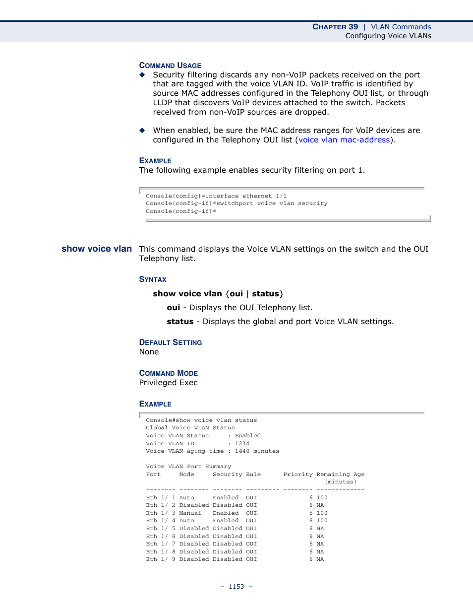 Show voice vlan | LevelOne GTL-2691 User Manual | Page 1153 / 1644