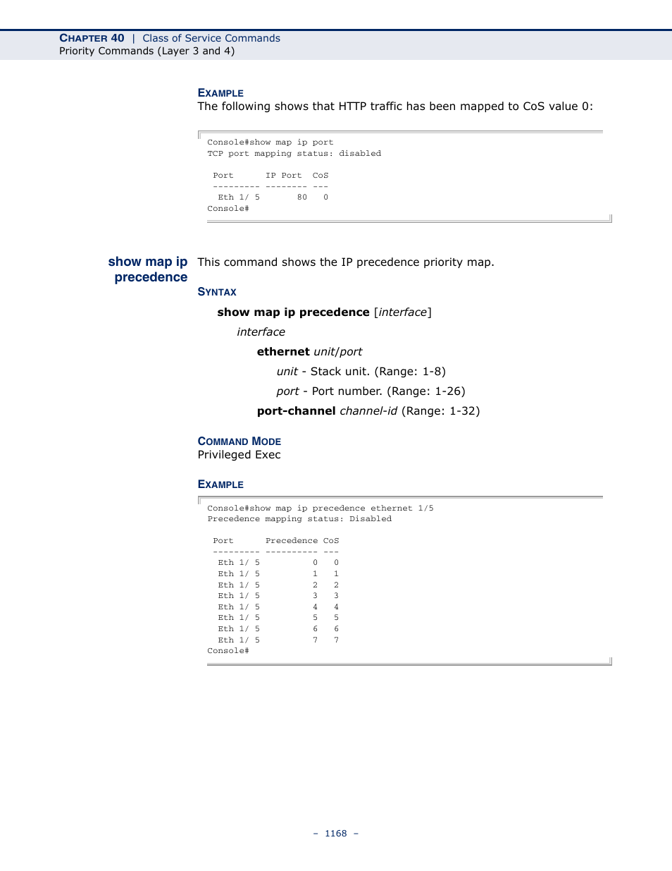 Show map ip precedence | LevelOne GTL-2691 User Manual | Page 1168 / 1644