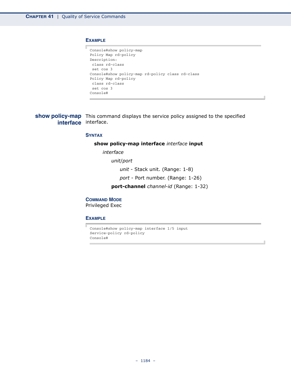 Show policy-map interface | LevelOne GTL-2691 User Manual | Page 1184 / 1644