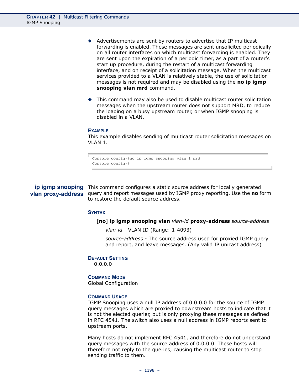 Ip igmp snooping vlan proxy-address, Ip igmp snooping vlan, Proxy-address | LevelOne GTL-2691 User Manual | Page 1198 / 1644