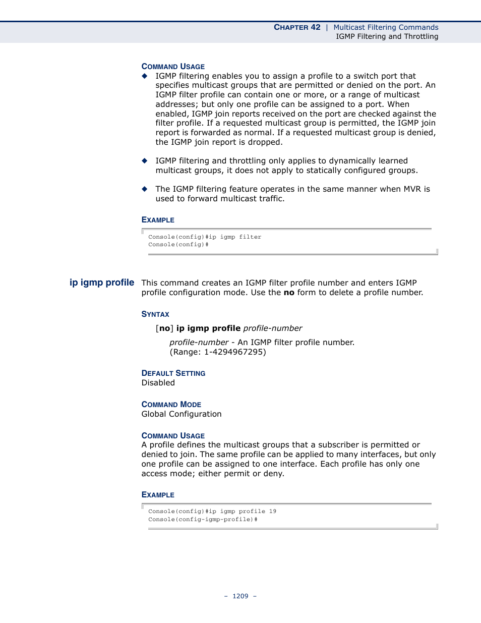 Ip igmp profile | LevelOne GTL-2691 User Manual | Page 1209 / 1644