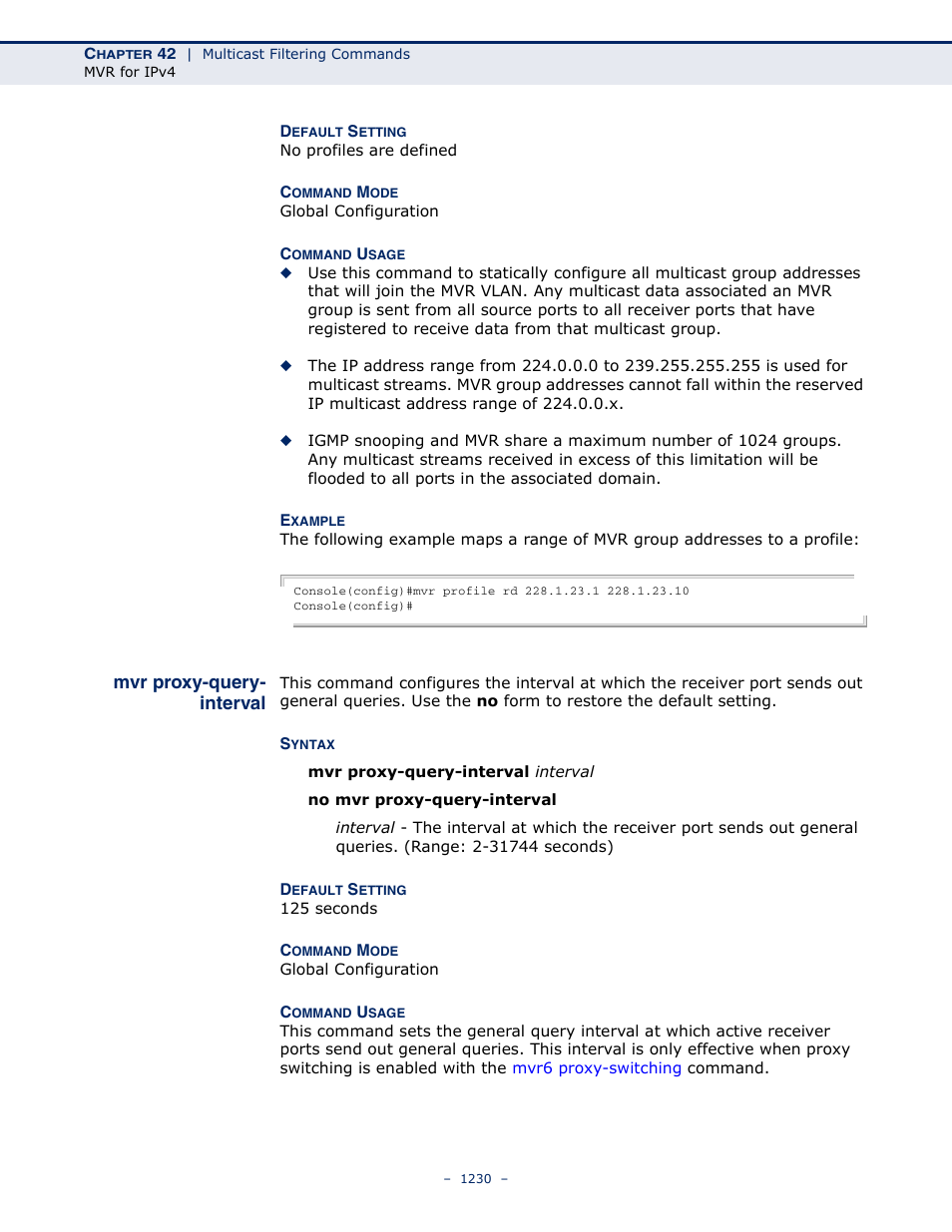 Mvr proxy-query- interval, Mvr proxy-query-interval | LevelOne GTL-2691 User Manual | Page 1230 / 1644