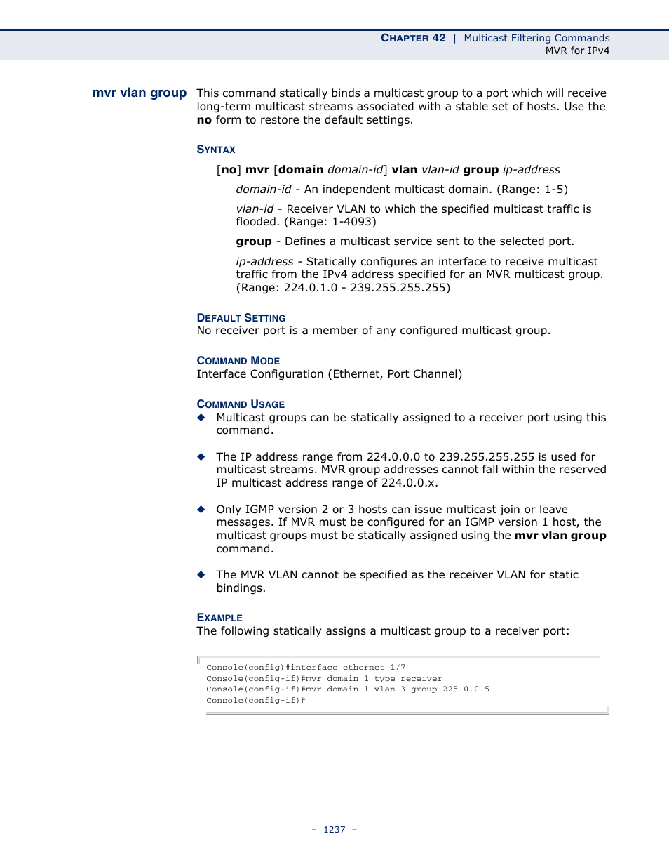 Mvr vlan group | LevelOne GTL-2691 User Manual | Page 1237 / 1644