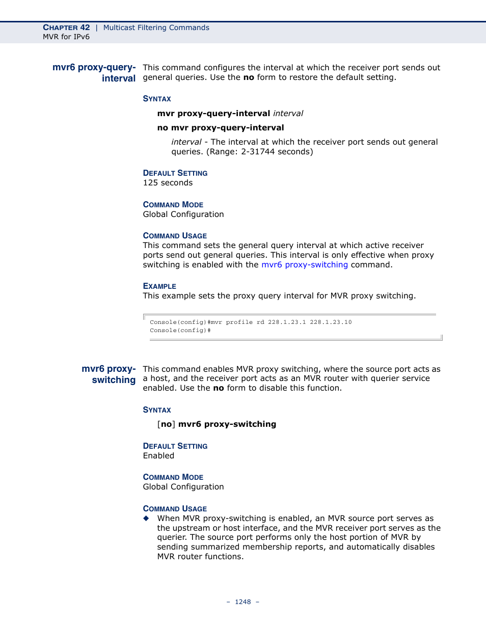Mvr6 proxy-query- interval, Mvr6 proxy- switching, Mvr6 proxy-query-interval | Mvr6 proxy-switching, Mvr6 proxy-query, Interval | LevelOne GTL-2691 User Manual | Page 1248 / 1644