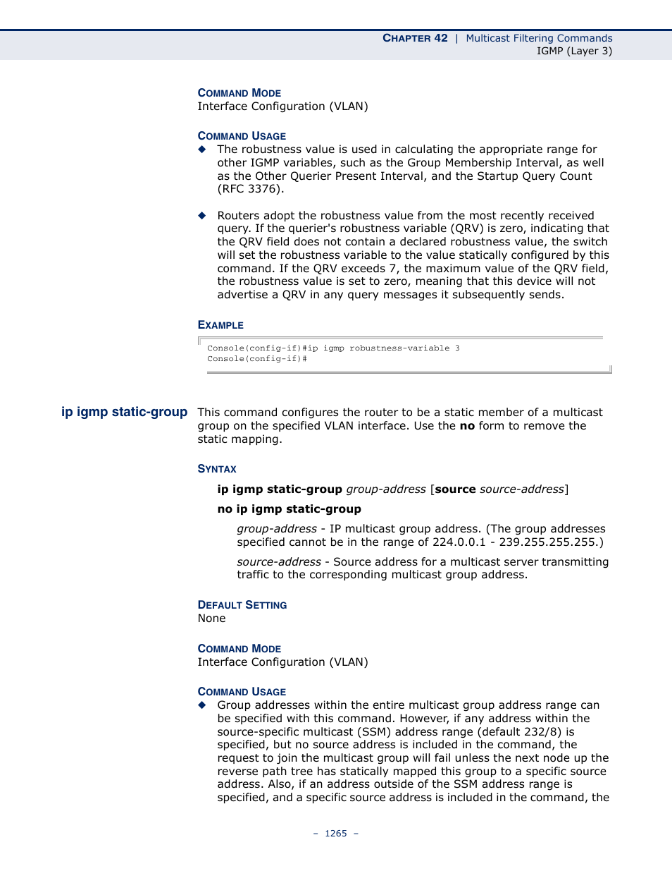 Ip igmp static-group | LevelOne GTL-2691 User Manual | Page 1265 / 1644