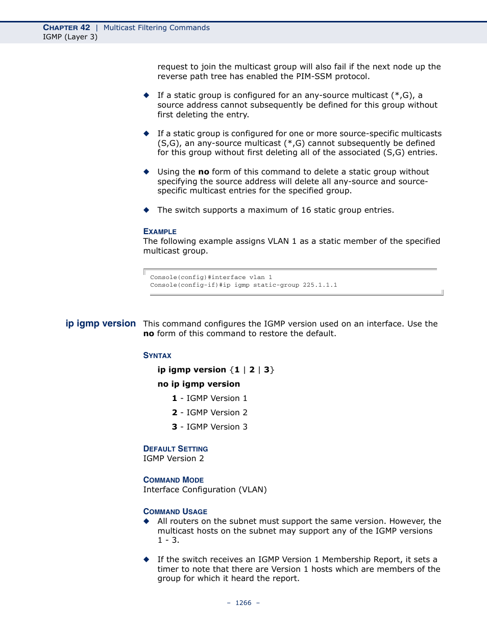 Ip igmp version | LevelOne GTL-2691 User Manual | Page 1266 / 1644