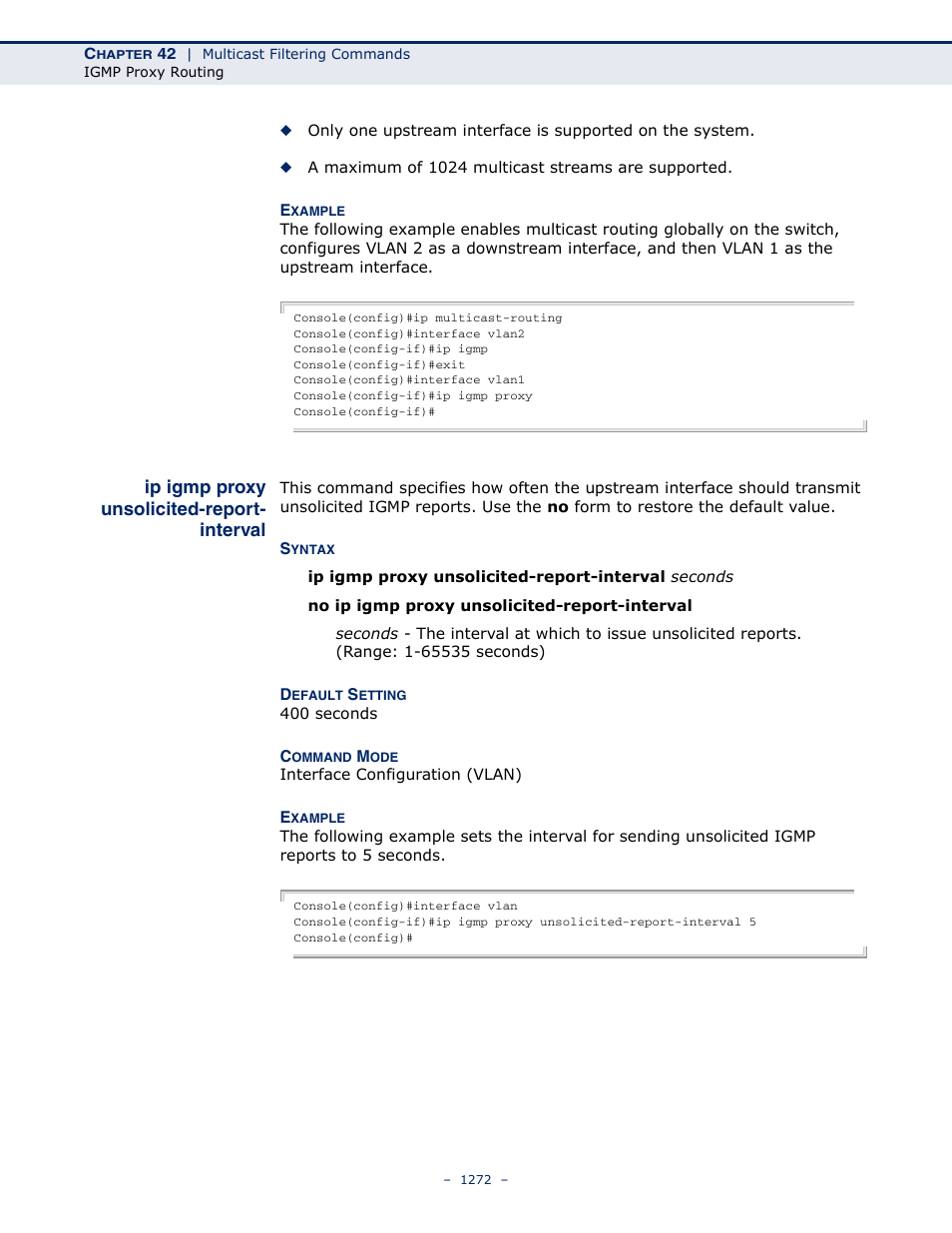 Ip igmp proxy unsolicited-report- interval, Ip igmp proxy unsolicited-report-interval, Ip igmp proxy unsolicited | Report-interval | LevelOne GTL-2691 User Manual | Page 1272 / 1644