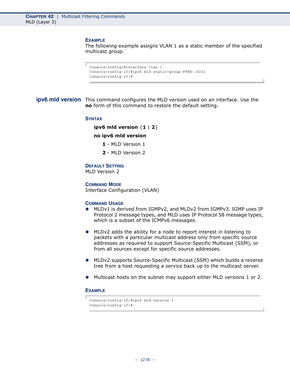 Ipv6 mld version | LevelOne GTL-2691 User Manual | Page 1278 / 1644