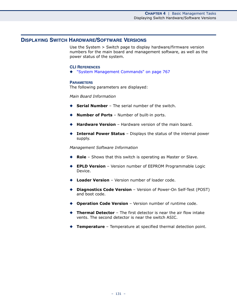 Displaying switch hardware/software versions | LevelOne GTL-2691 User Manual | Page 131 / 1644