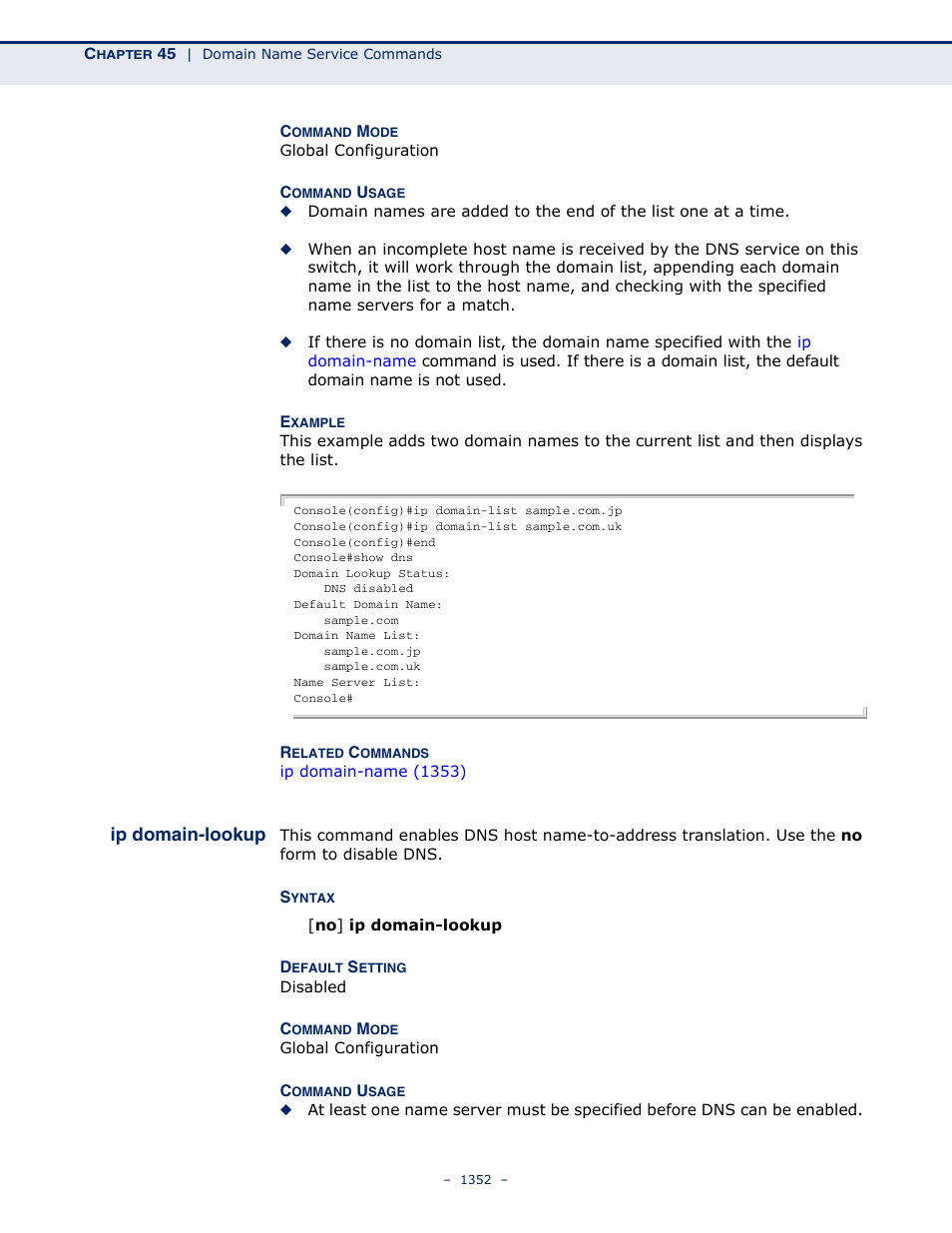 Ip domain-lookup | LevelOne GTL-2691 User Manual | Page 1352 / 1644