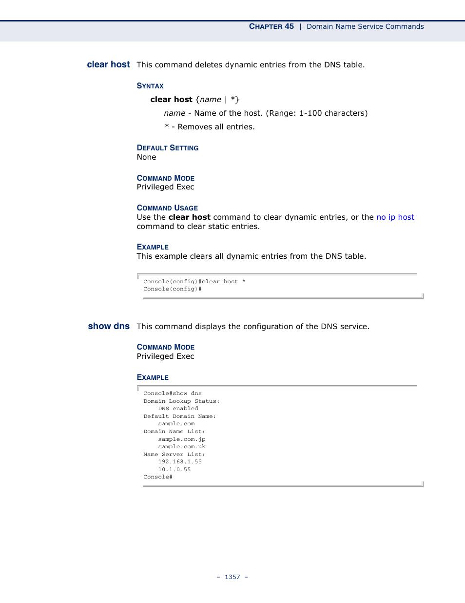 Clear host, Show dns | LevelOne GTL-2691 User Manual | Page 1357 / 1644