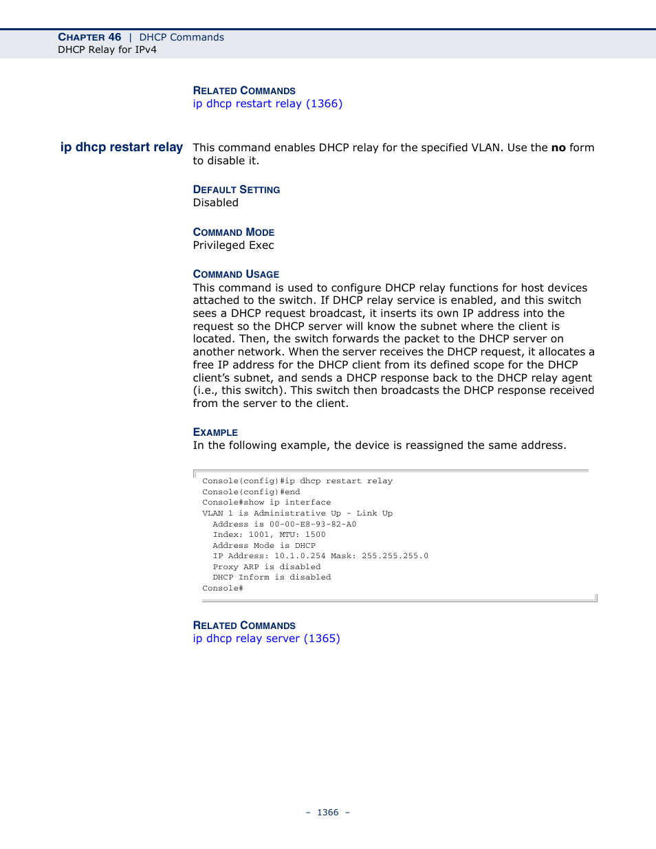 Ip dhcp restart relay | LevelOne GTL-2691 User Manual | Page 1366 / 1644