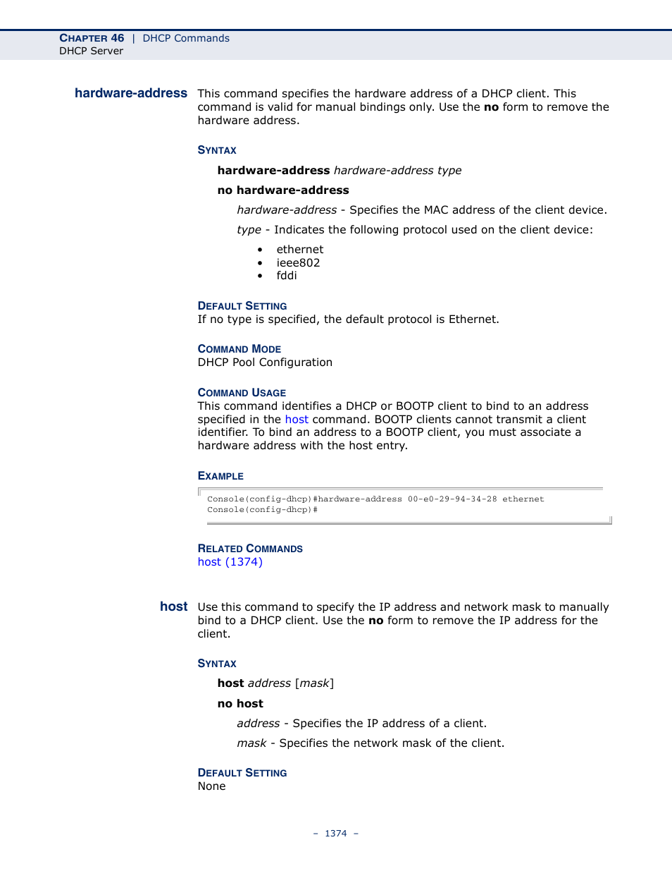 Hardware-address, Host, Hardware-address 1374 host 1374 | Host (1374) | LevelOne GTL-2691 User Manual | Page 1374 / 1644