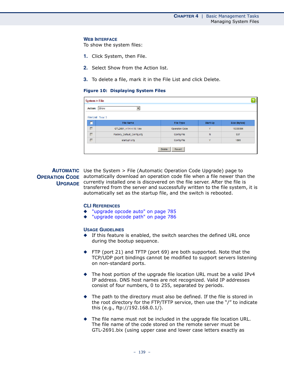 Automatic operation code upgrade, Figure 10: displaying system files | LevelOne GTL-2691 User Manual | Page 139 / 1644