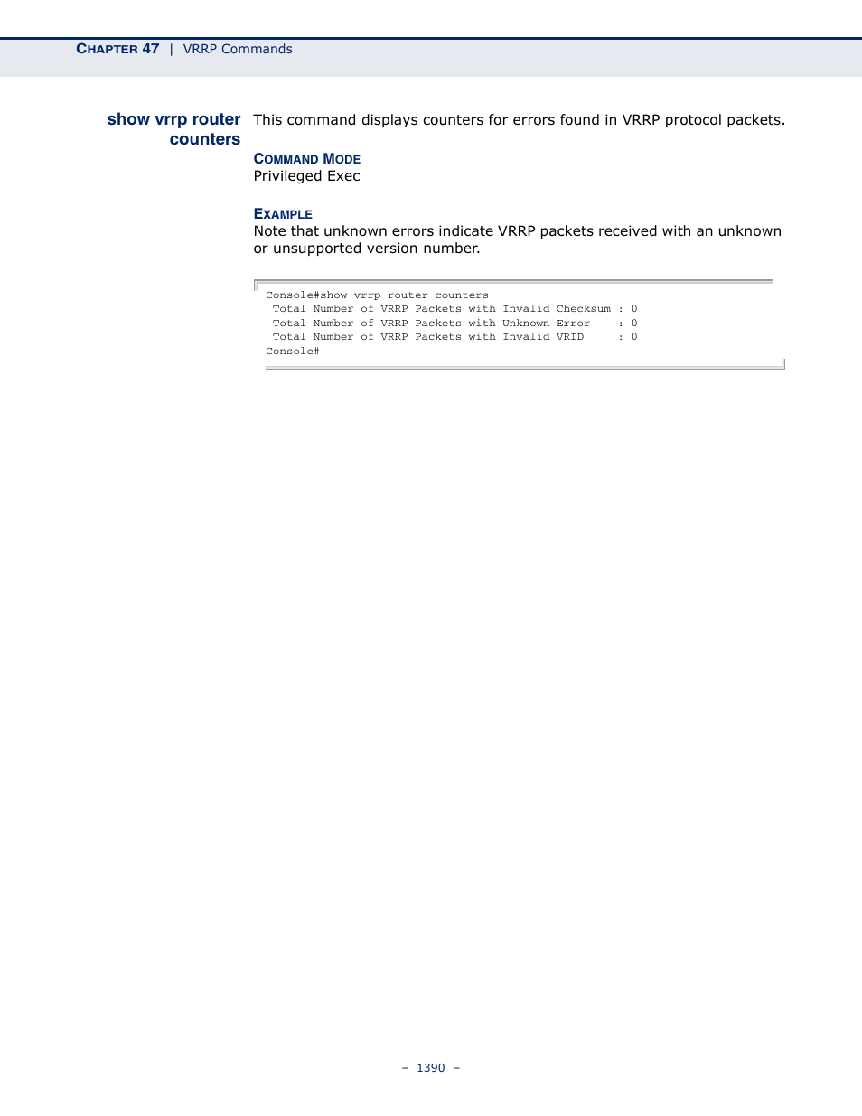 Show vrrp router counters | LevelOne GTL-2691 User Manual | Page 1390 / 1644