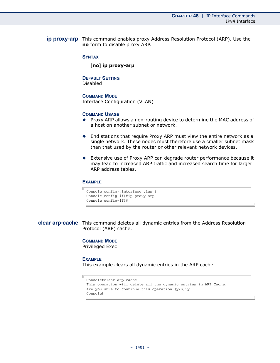 Ip proxy-arp, Clear arp-cache | LevelOne GTL-2691 User Manual | Page 1401 / 1644