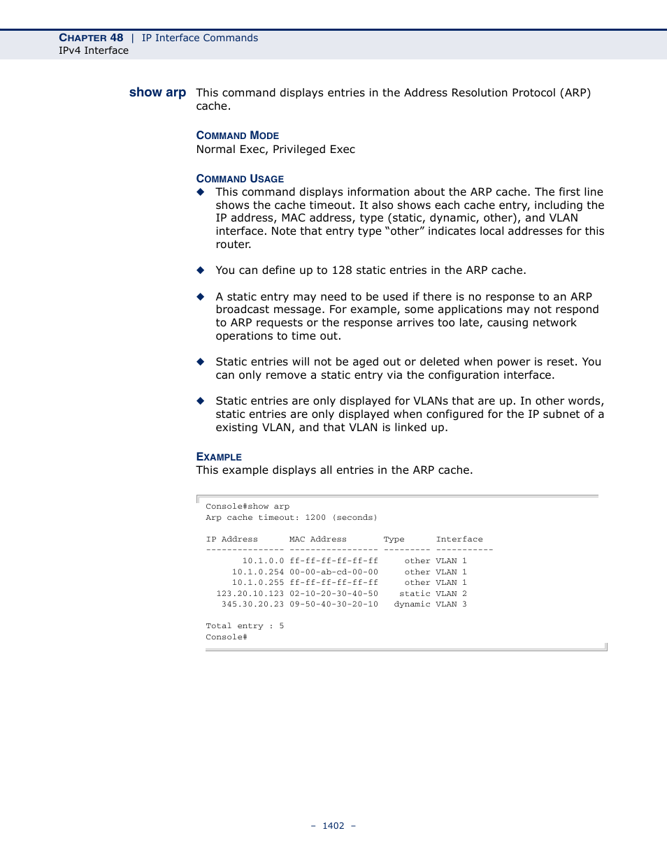 Show arp | LevelOne GTL-2691 User Manual | Page 1402 / 1644