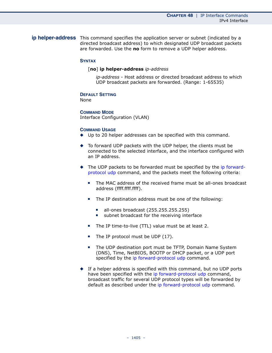 Ip helper-address, Ip helper, Address | LevelOne GTL-2691 User Manual | Page 1405 / 1644
