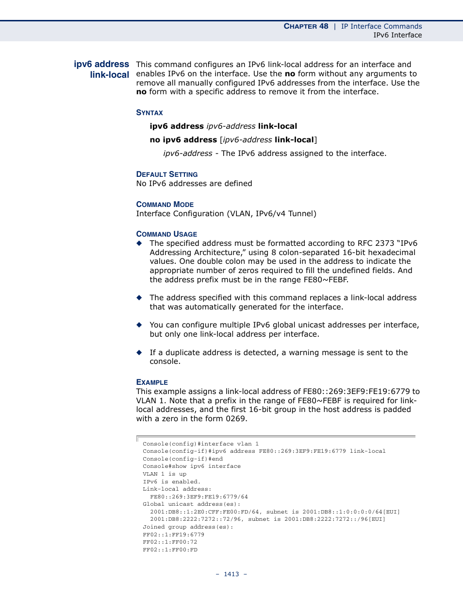 Ipv6 address link-local | LevelOne GTL-2691 User Manual | Page 1413 / 1644