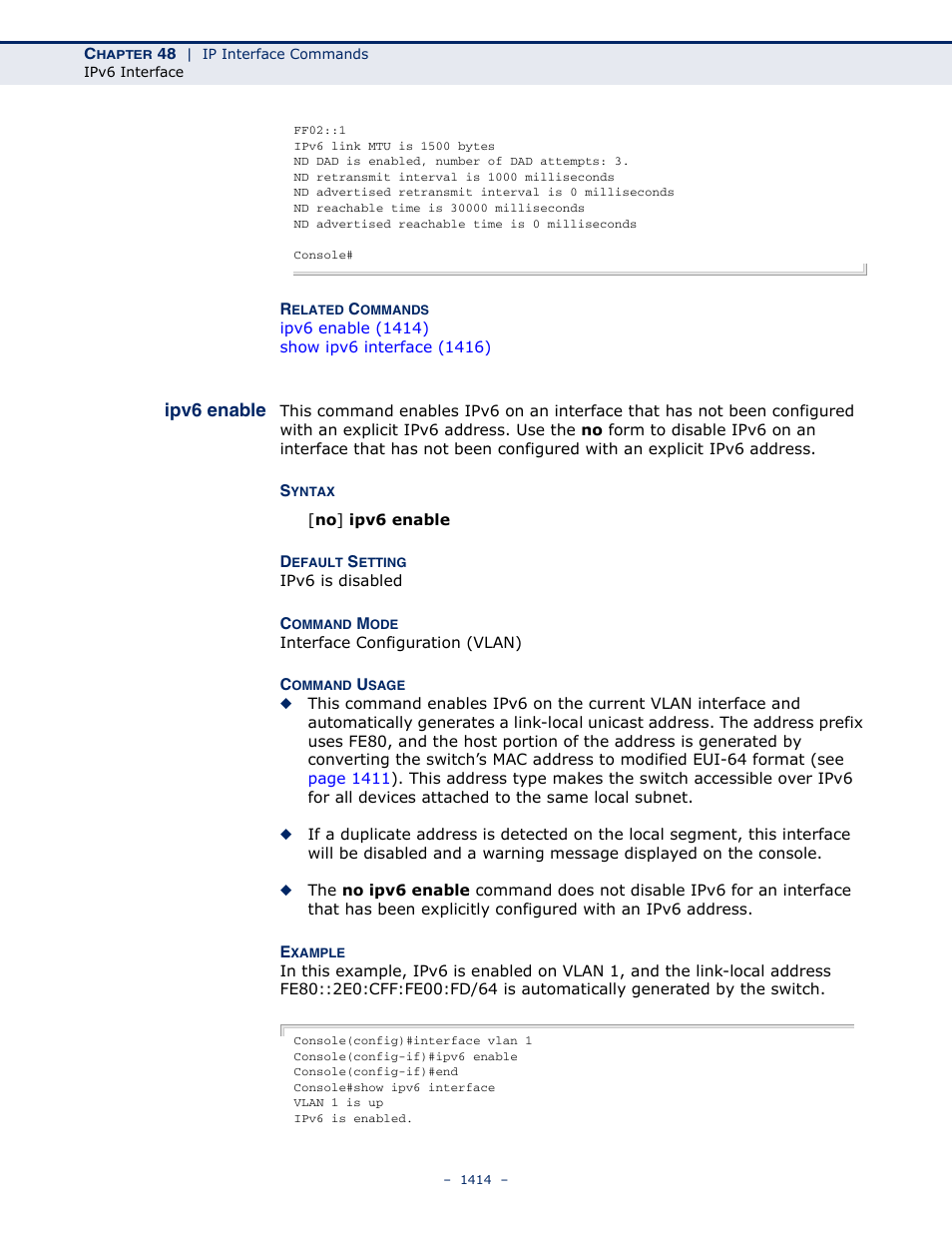 Ipv6 enable | LevelOne GTL-2691 User Manual | Page 1414 / 1644