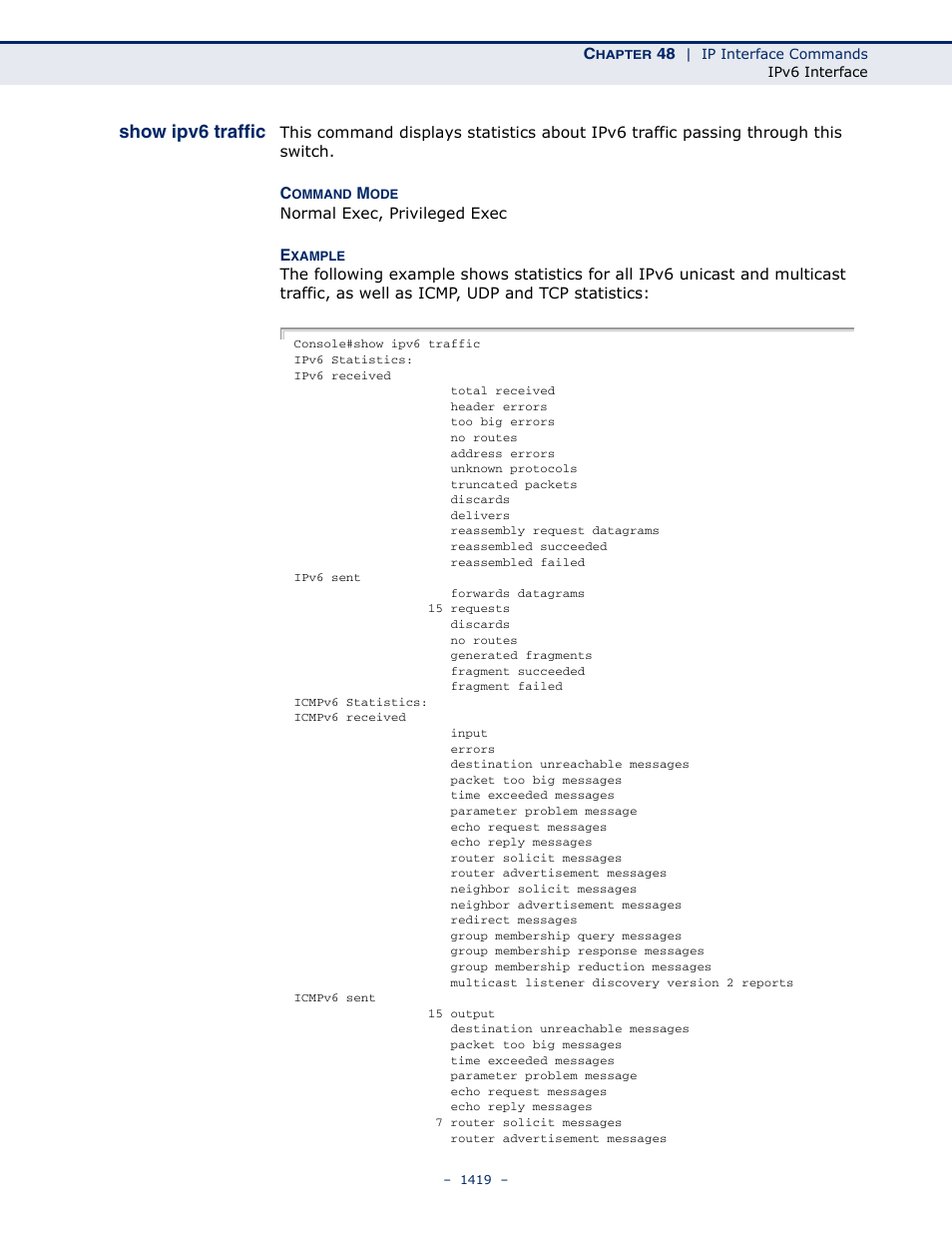 Show ipv6 traffic | LevelOne GTL-2691 User Manual | Page 1419 / 1644