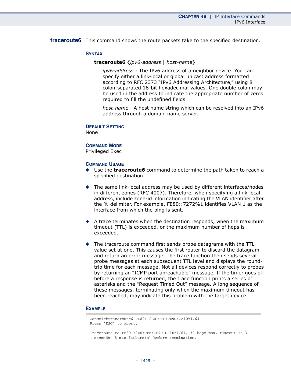 Traceroute6, Traceroute6 1425 | LevelOne GTL-2691 User Manual | Page 1425 / 1644