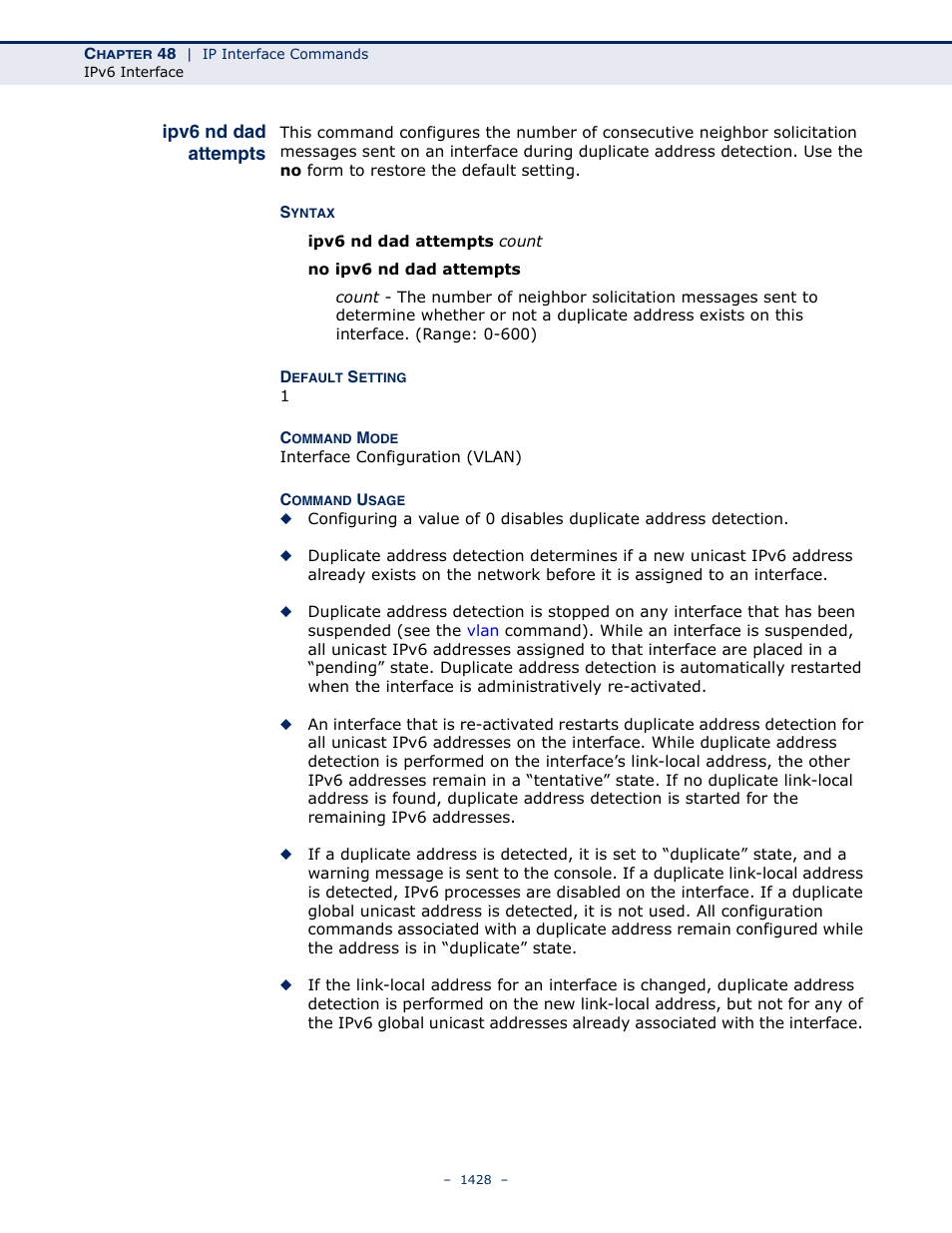 Ipv6 nd dad attempts | LevelOne GTL-2691 User Manual | Page 1428 / 1644