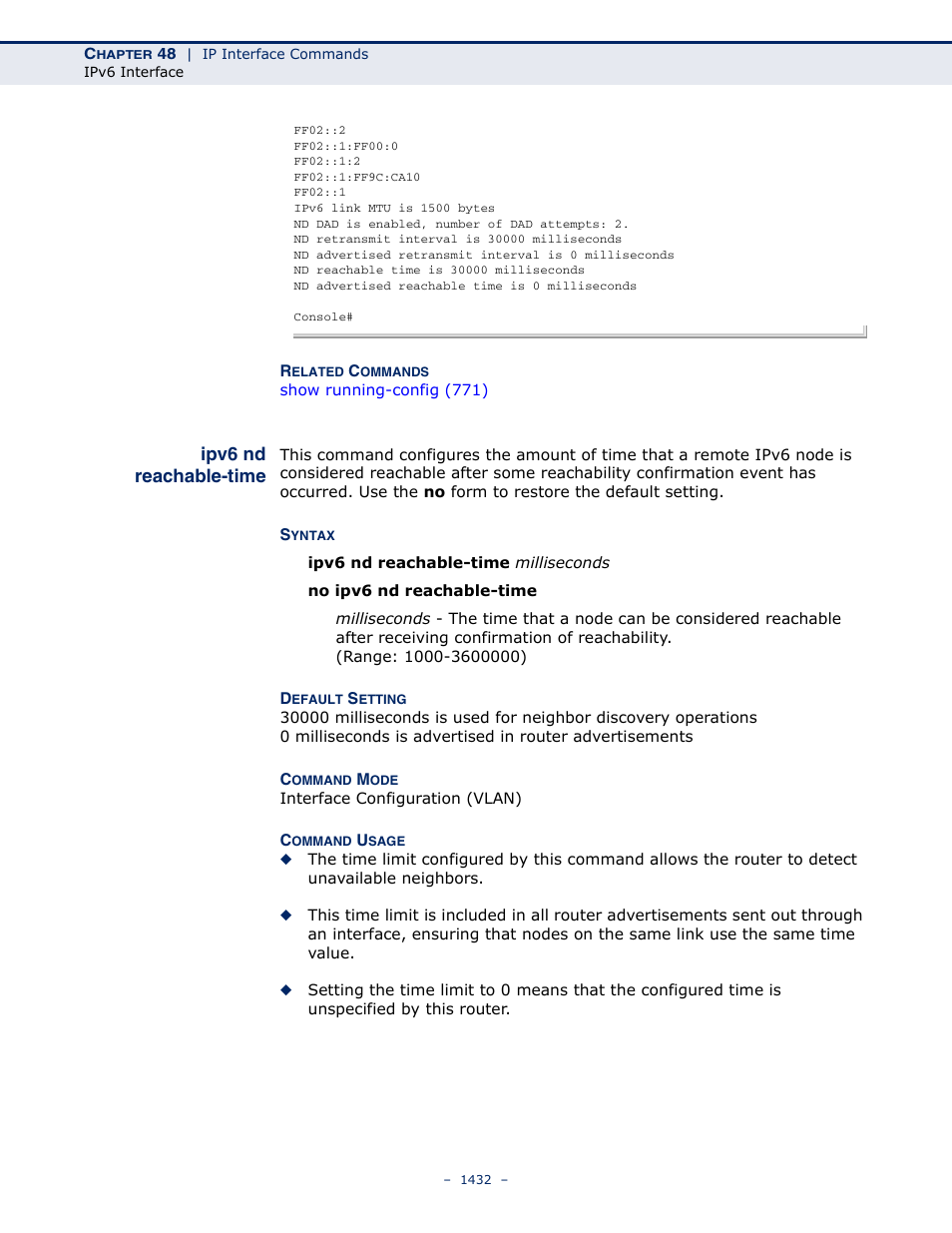 Ipv6 nd reachable-time | LevelOne GTL-2691 User Manual | Page 1432 / 1644