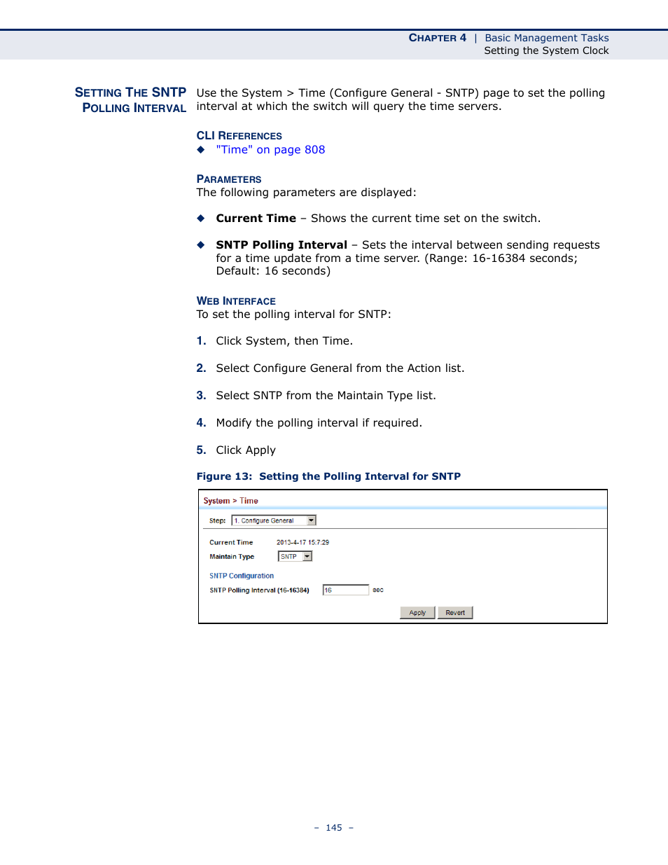 Setting the sntp polling interval, Figure 13: setting the polling interval for sntp | LevelOne GTL-2691 User Manual | Page 145 / 1644