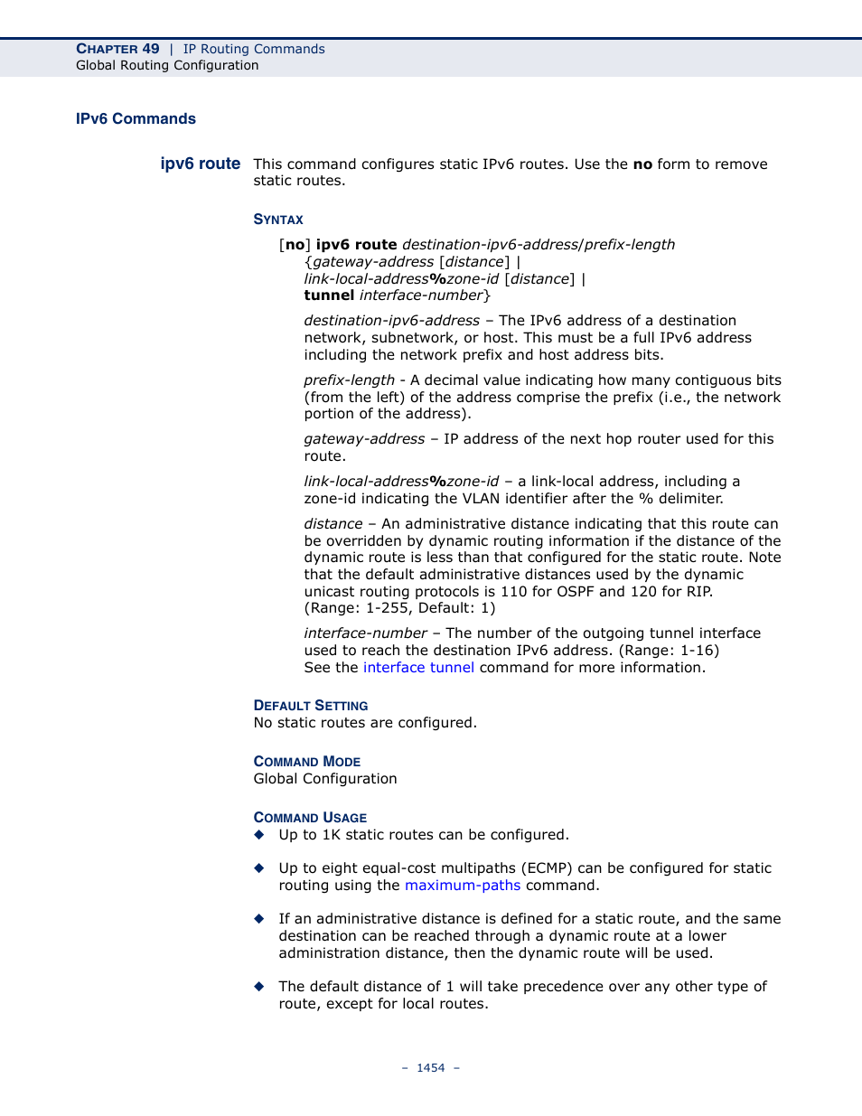 Ipv6 commands, Ipv6 route | LevelOne GTL-2691 User Manual | Page 1454 / 1644