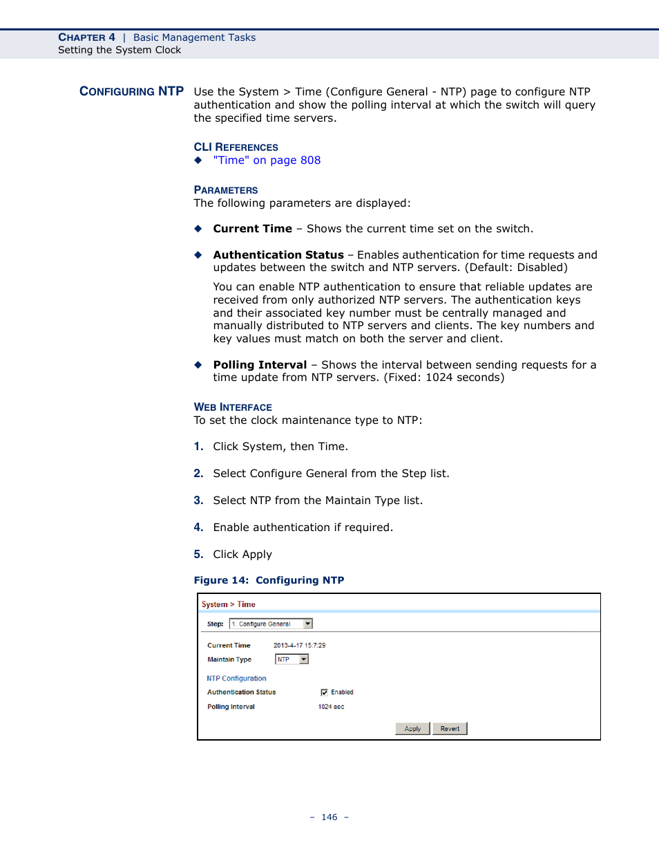 Configuring ntp, Figure 14: configuring ntp | LevelOne GTL-2691 User Manual | Page 146 / 1644