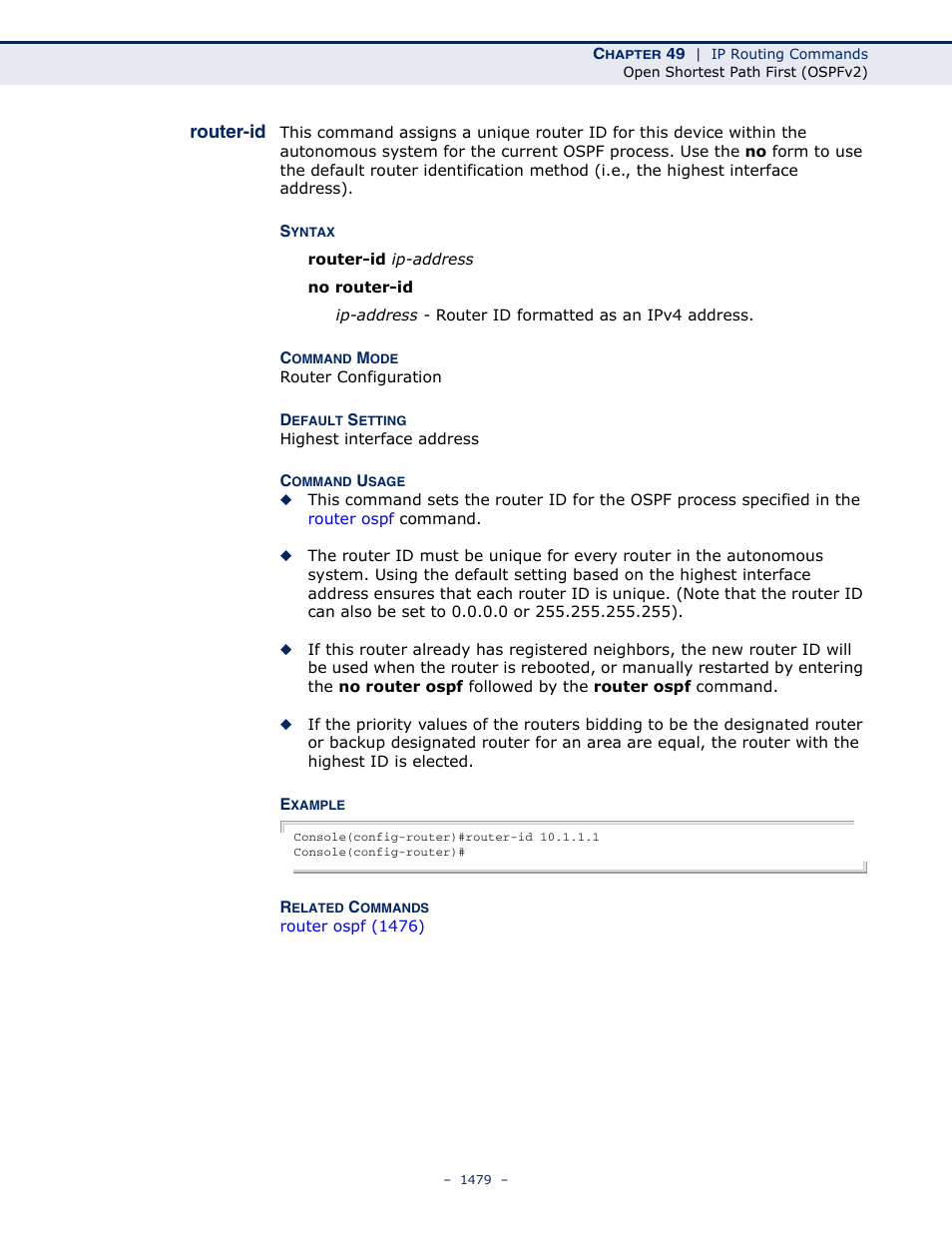 Router-id, Router-id 1479 | LevelOne GTL-2691 User Manual | Page 1479 / 1644