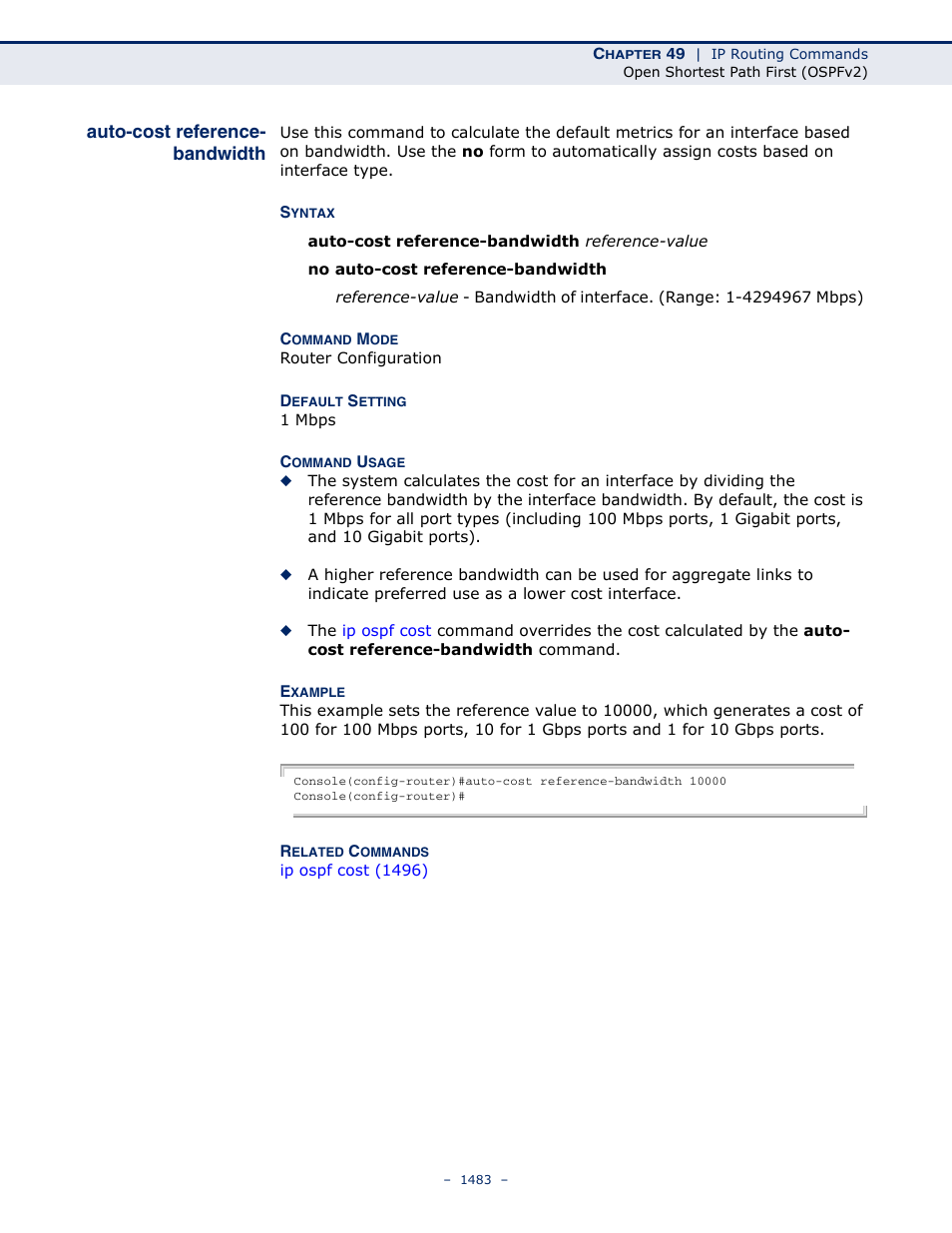 Auto-cost reference- bandwidth, Auto-cost reference-bandwidth, Auto-cost reference | Bandwidth | LevelOne GTL-2691 User Manual | Page 1483 / 1644