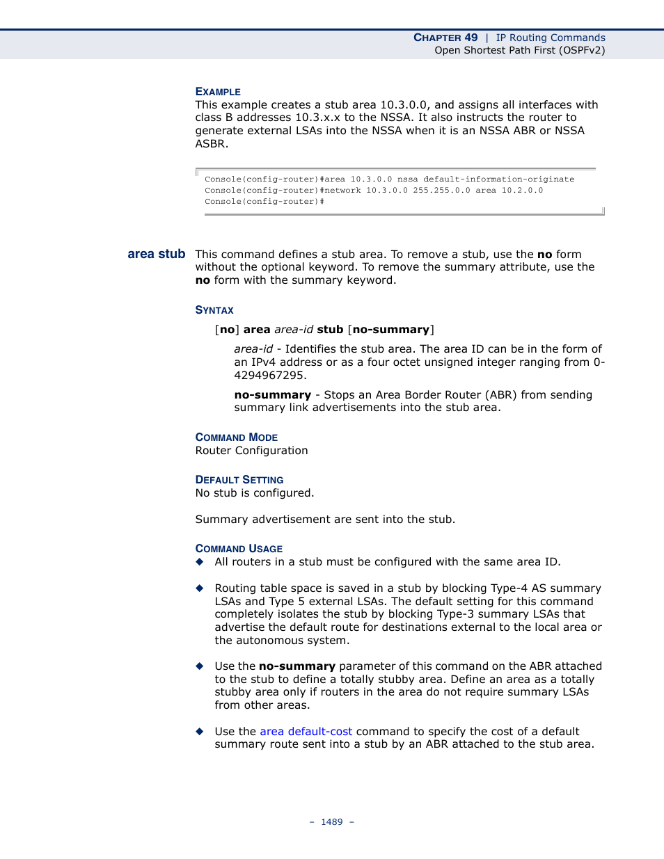 Area stub, Area, Stub | LevelOne GTL-2691 User Manual | Page 1489 / 1644