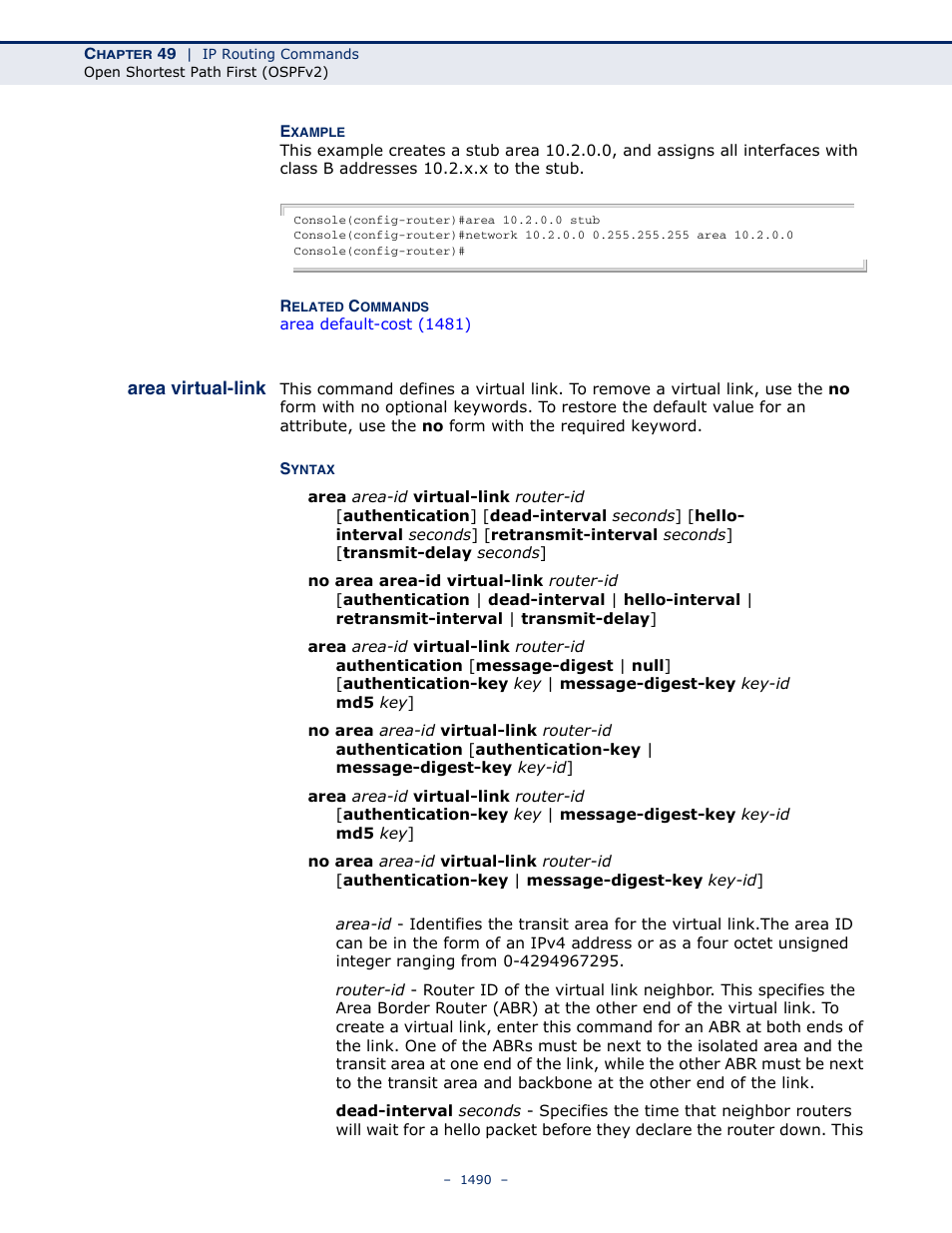 Area virtual-link | LevelOne GTL-2691 User Manual | Page 1490 / 1644