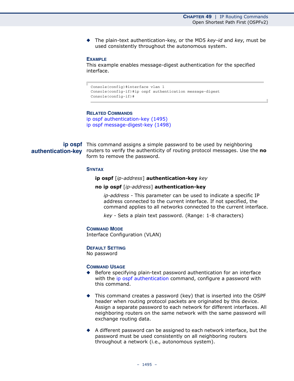 Ip ospf authentication-key | LevelOne GTL-2691 User Manual | Page 1495 / 1644