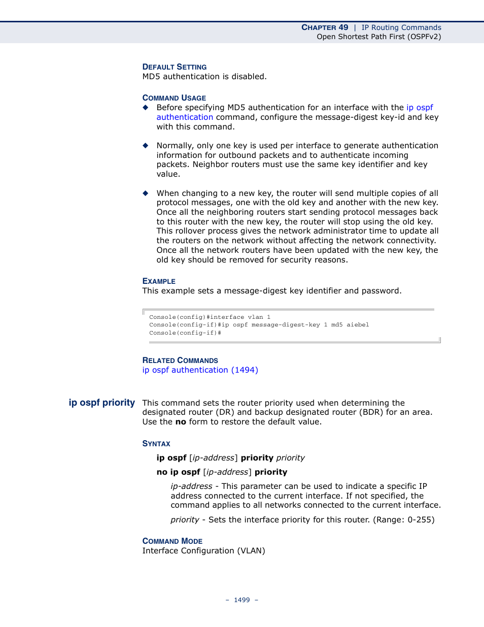 Ip ospf priority | LevelOne GTL-2691 User Manual | Page 1499 / 1644