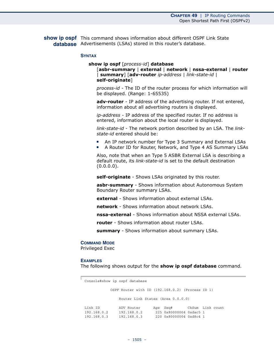 Show ip ospf database | LevelOne GTL-2691 User Manual | Page 1505 / 1644