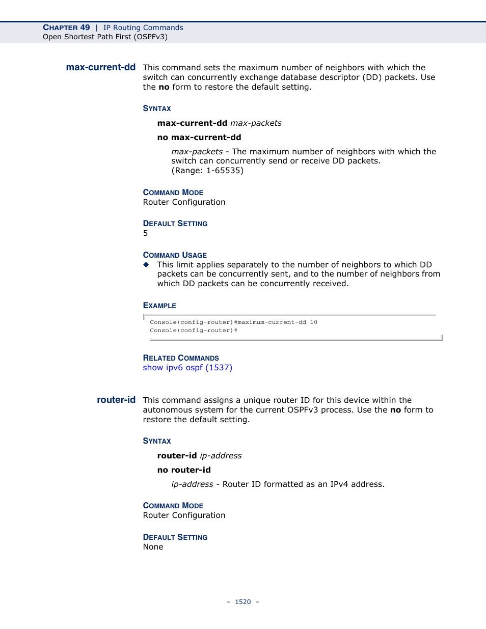 Max-current-dd, Router-id, Max-current-dd 1520 router-id 1520 | LevelOne GTL-2691 User Manual | Page 1520 / 1644