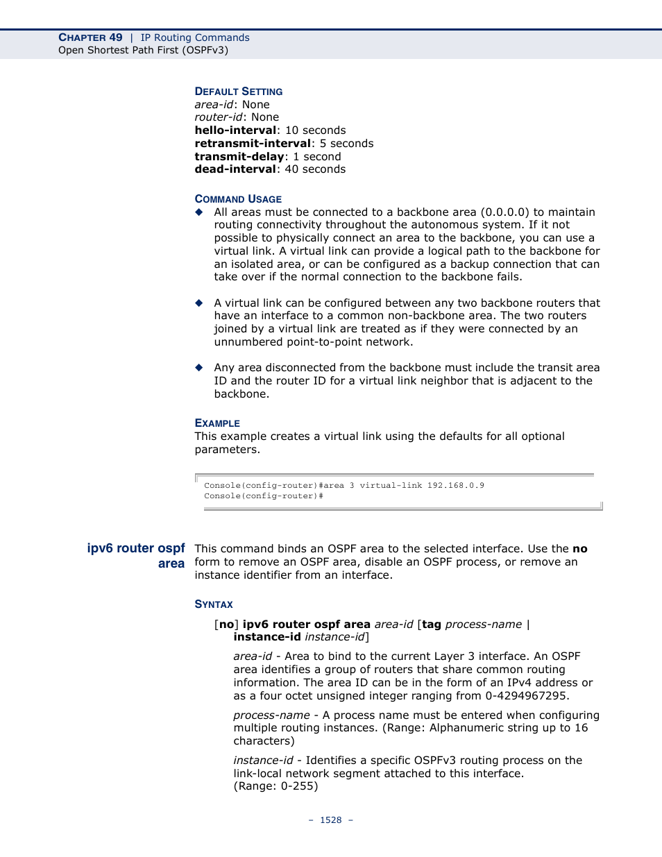 Ipv6 router ospf area, Ipv6 router ospf area (1528) | LevelOne GTL-2691 User Manual | Page 1528 / 1644