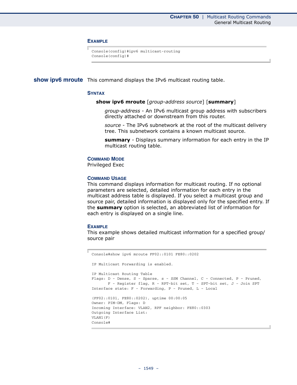 Show ipv6 mroute | LevelOne GTL-2691 User Manual | Page 1549 / 1644