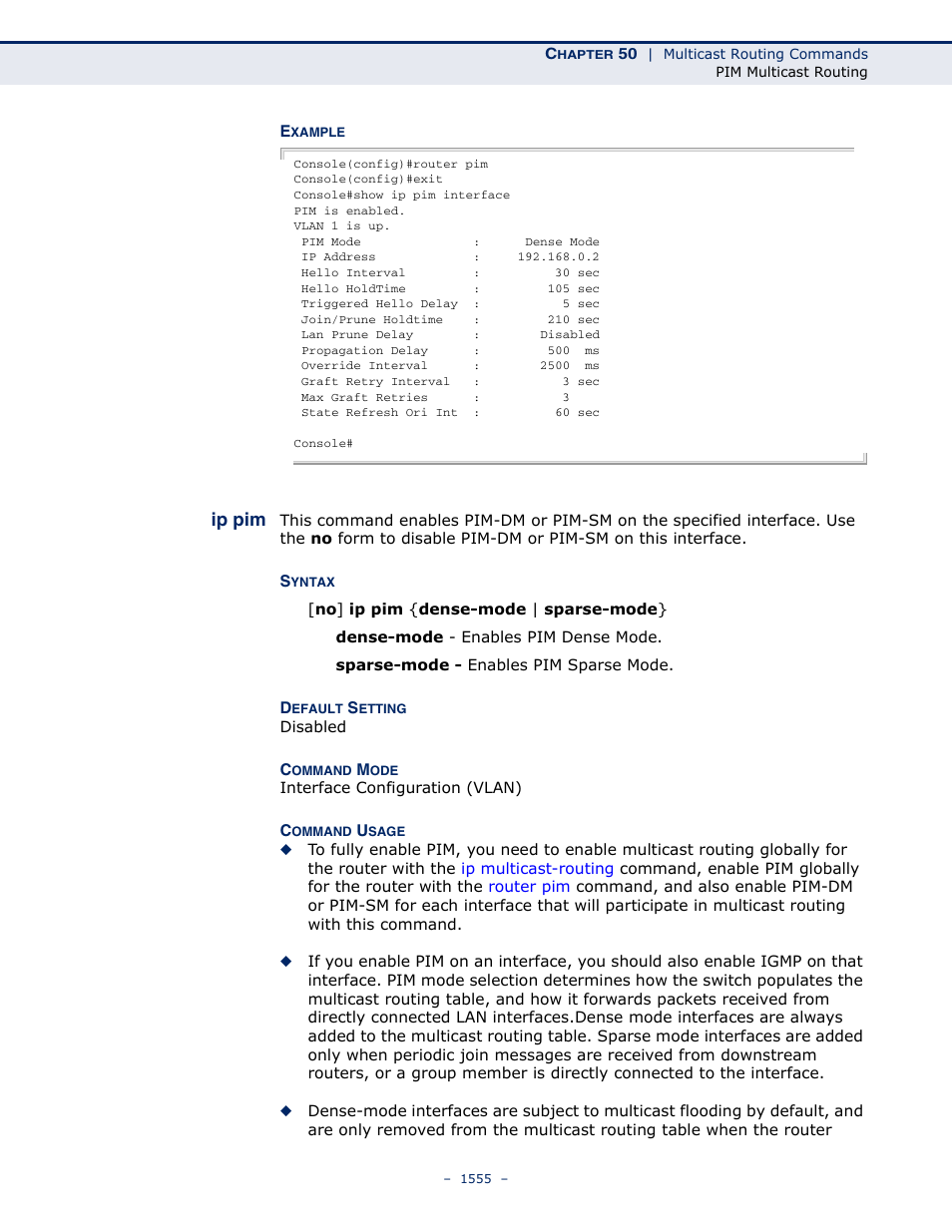 Ip pim, Ip pim de, Ip pim sp | Ip pim den | LevelOne GTL-2691 User Manual | Page 1555 / 1644