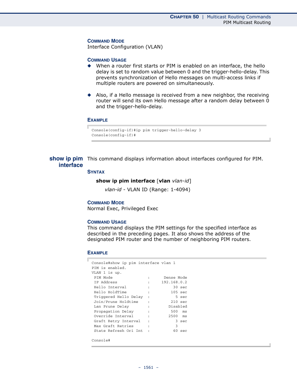 Show ip pim interface | LevelOne GTL-2691 User Manual | Page 1561 / 1644